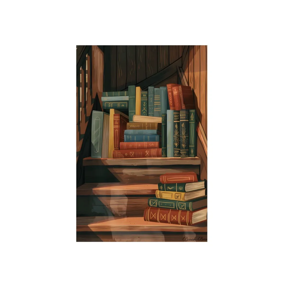 Polished Pages: A Digital Artwork Collection of Custom Book Stack Illustrations - Metal Poster