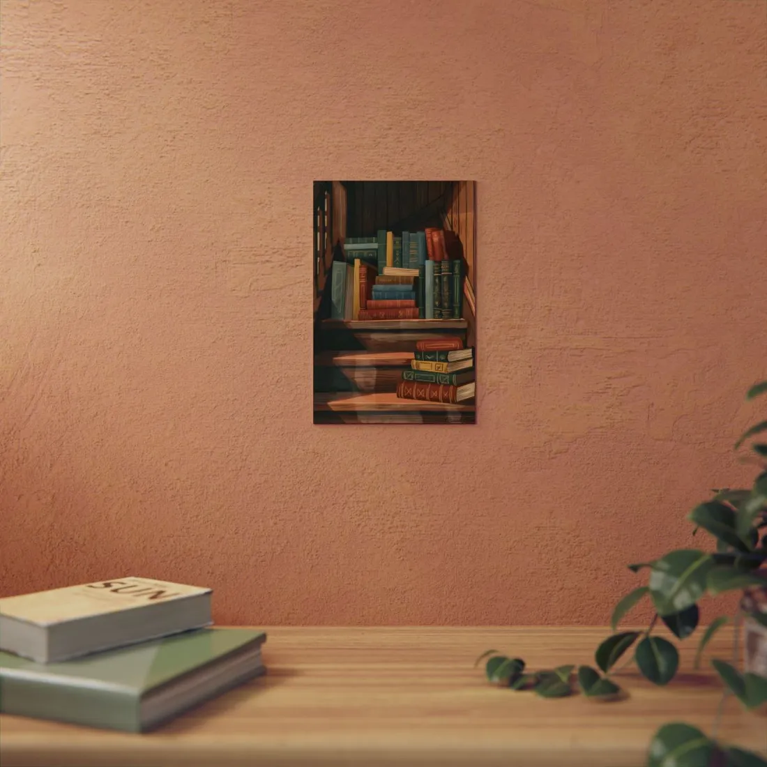 Polished Pages: A Digital Artwork Collection of Custom Book Stack Illustrations - Metal Poster