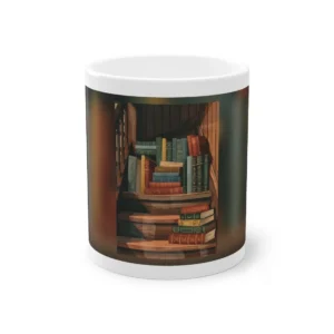 Stacked Books on Stairs Mug