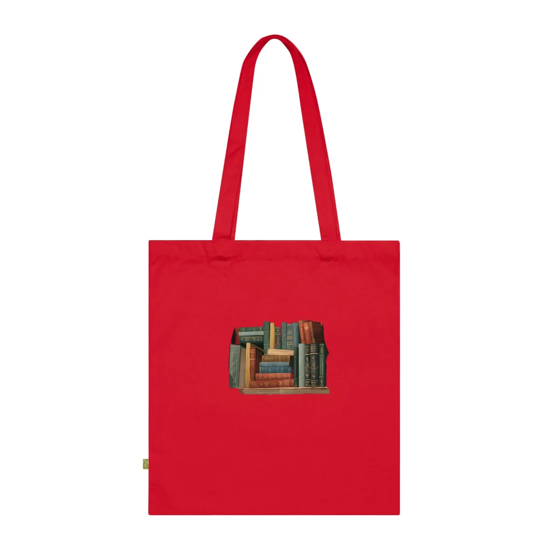 Polished Pages: A Digital Artwork Collection of Custom Book Stack Illustrations - Tote Bag (Classic Red)