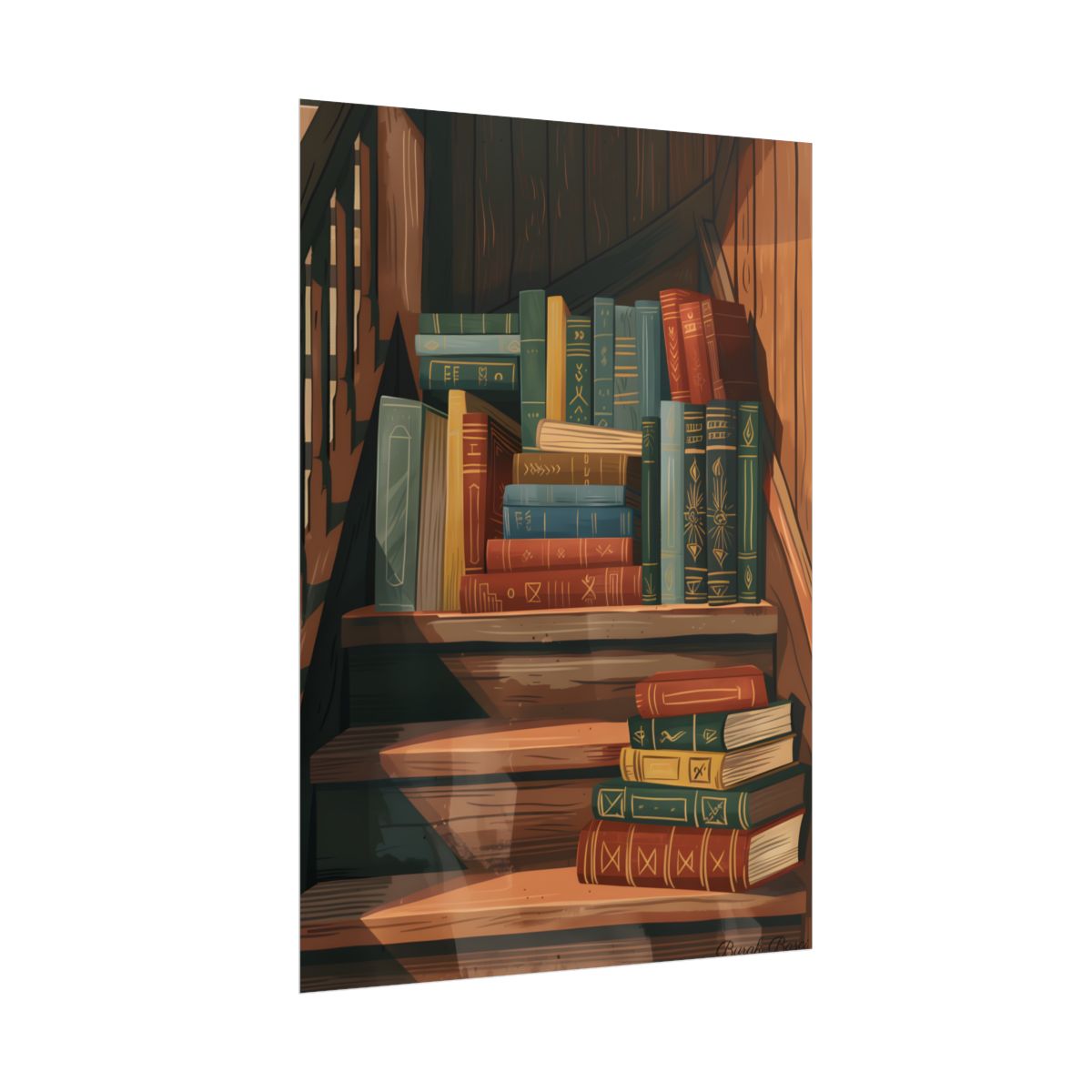 Polished Pages: A Digital Artwork Collection of Custom Book Stack Illustrations - Poster