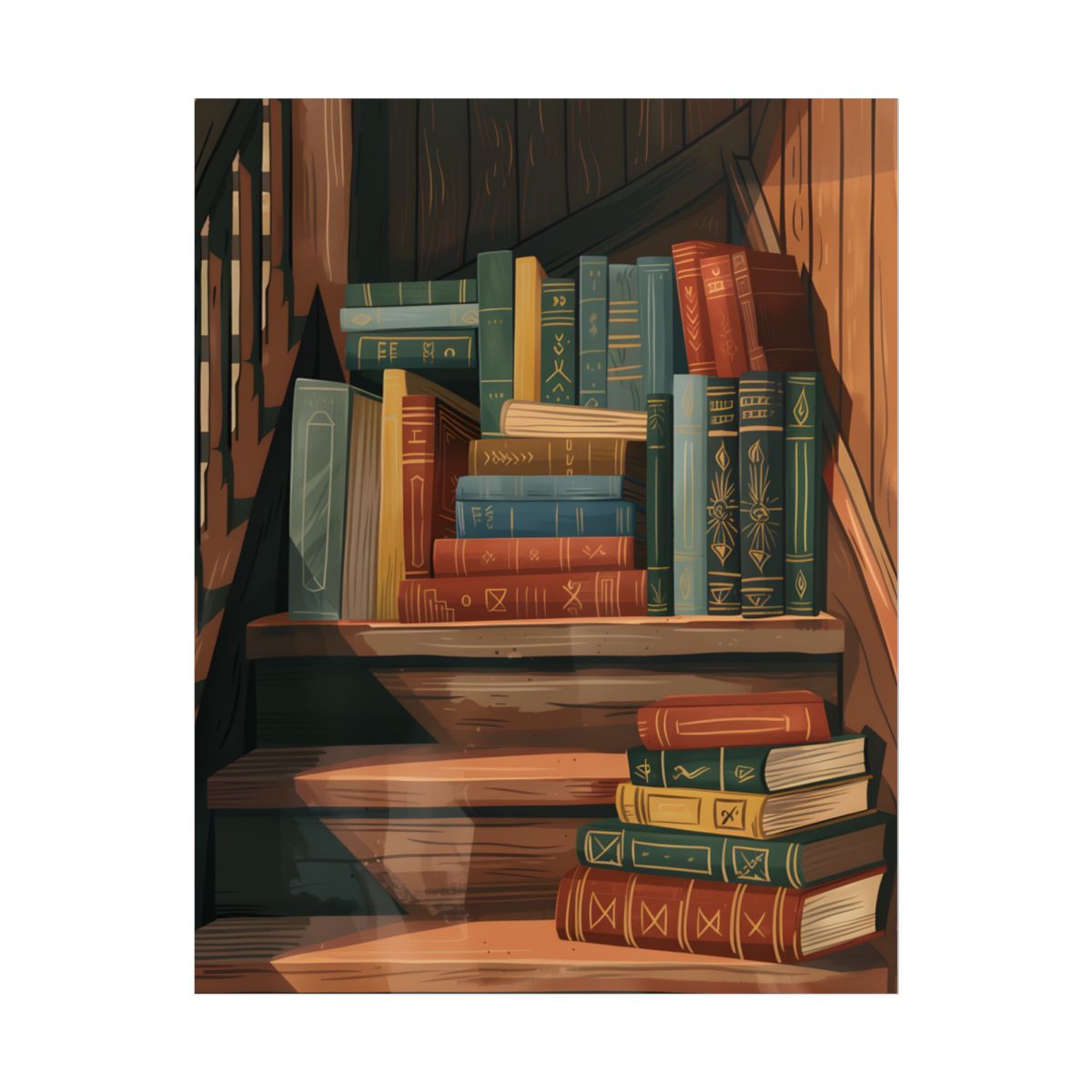 Polished Pages: A Digital Artwork Collection of Custom Book Stack Illustrations - Poster