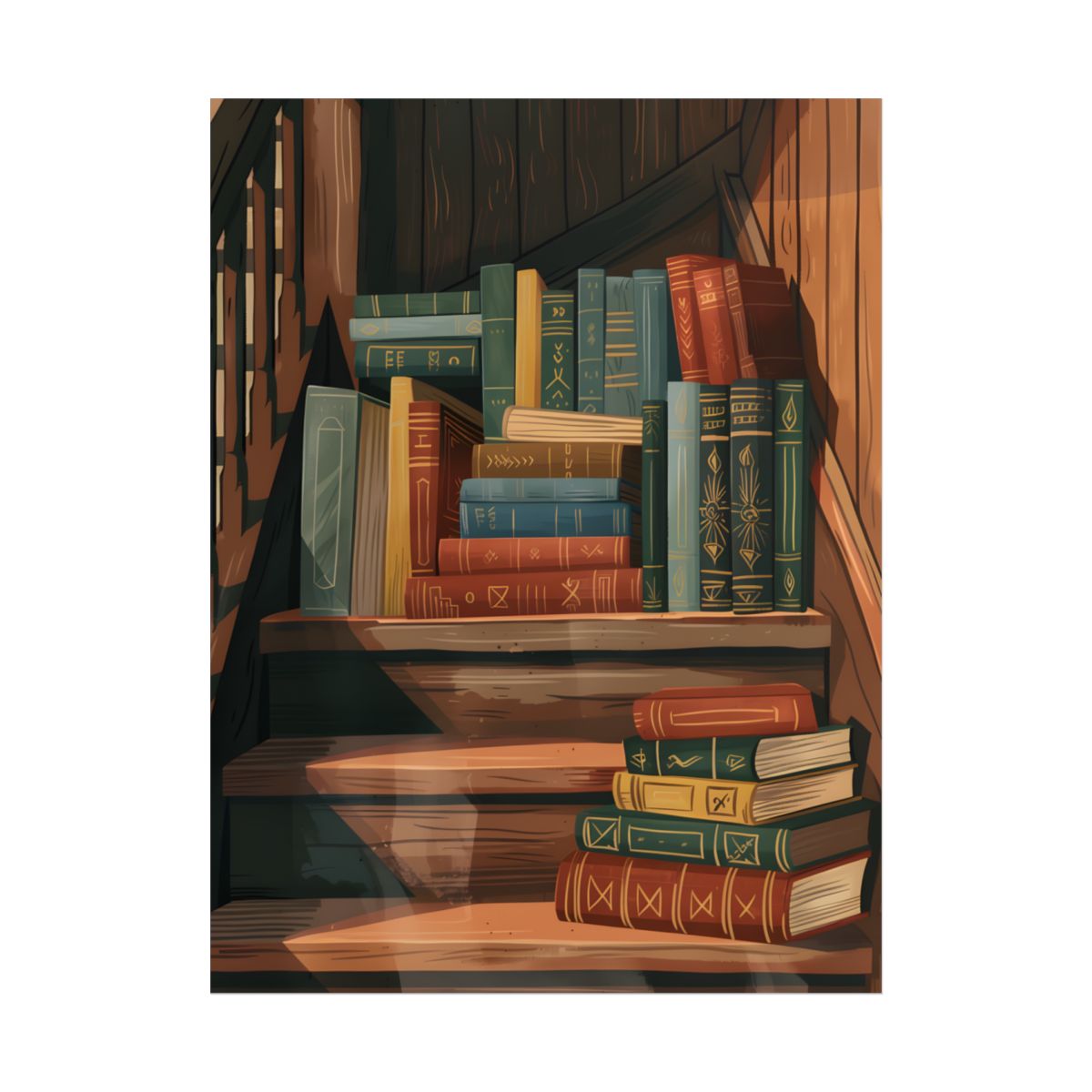 Polished Pages: A Digital Artwork Collection of Custom Book Stack Illustrations - Poster