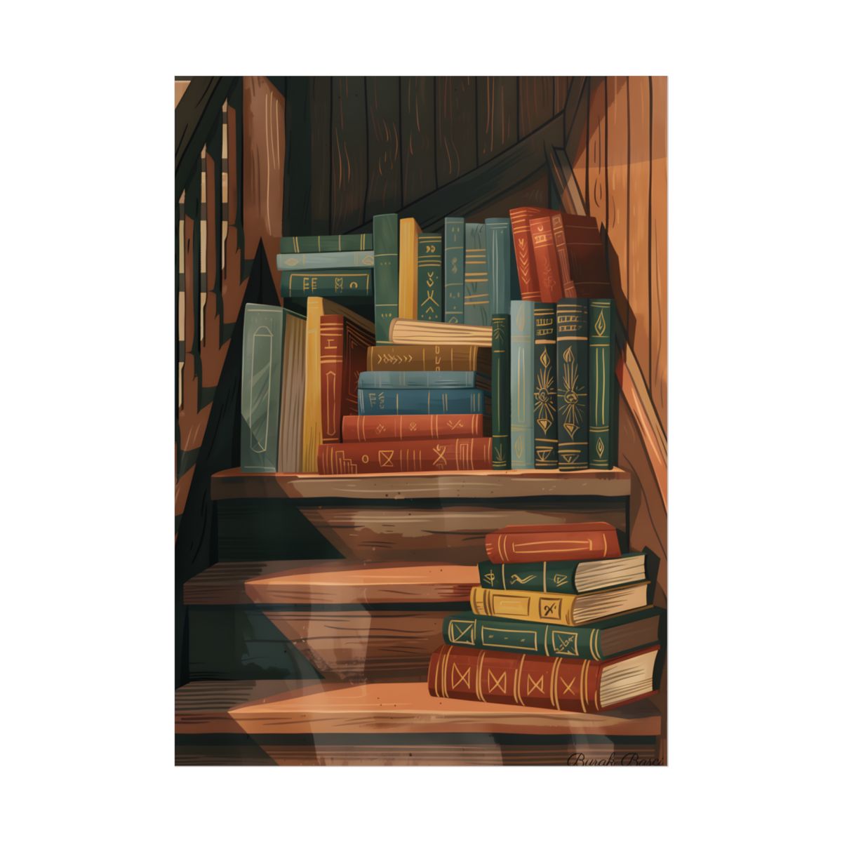Polished Pages: A Digital Artwork Collection of Custom Book Stack Illustrations - Poster