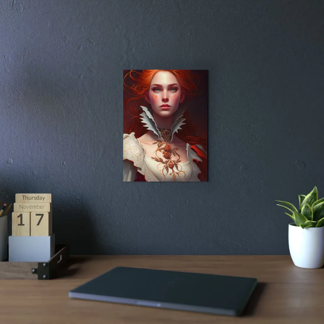 Portrait of a Redhead in Soft Light - Metal Poster