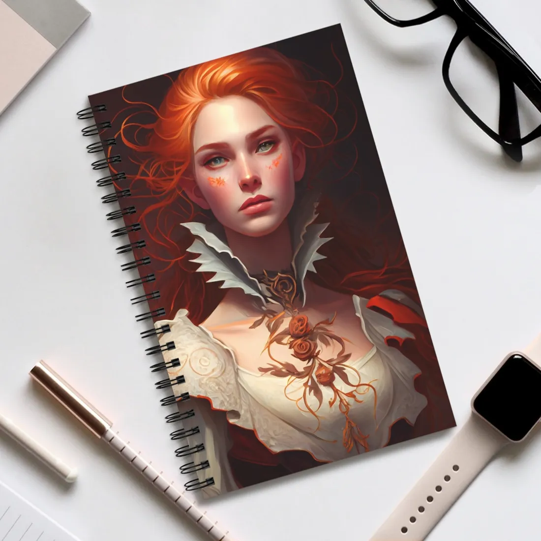 Portrait of a Redhead in Soft Light - Spiral Notebook