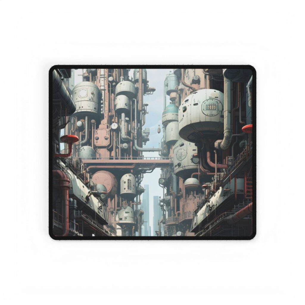 Post-Apocalyptic Metropolis: Forgotten Industrial Hub - Desk Mat