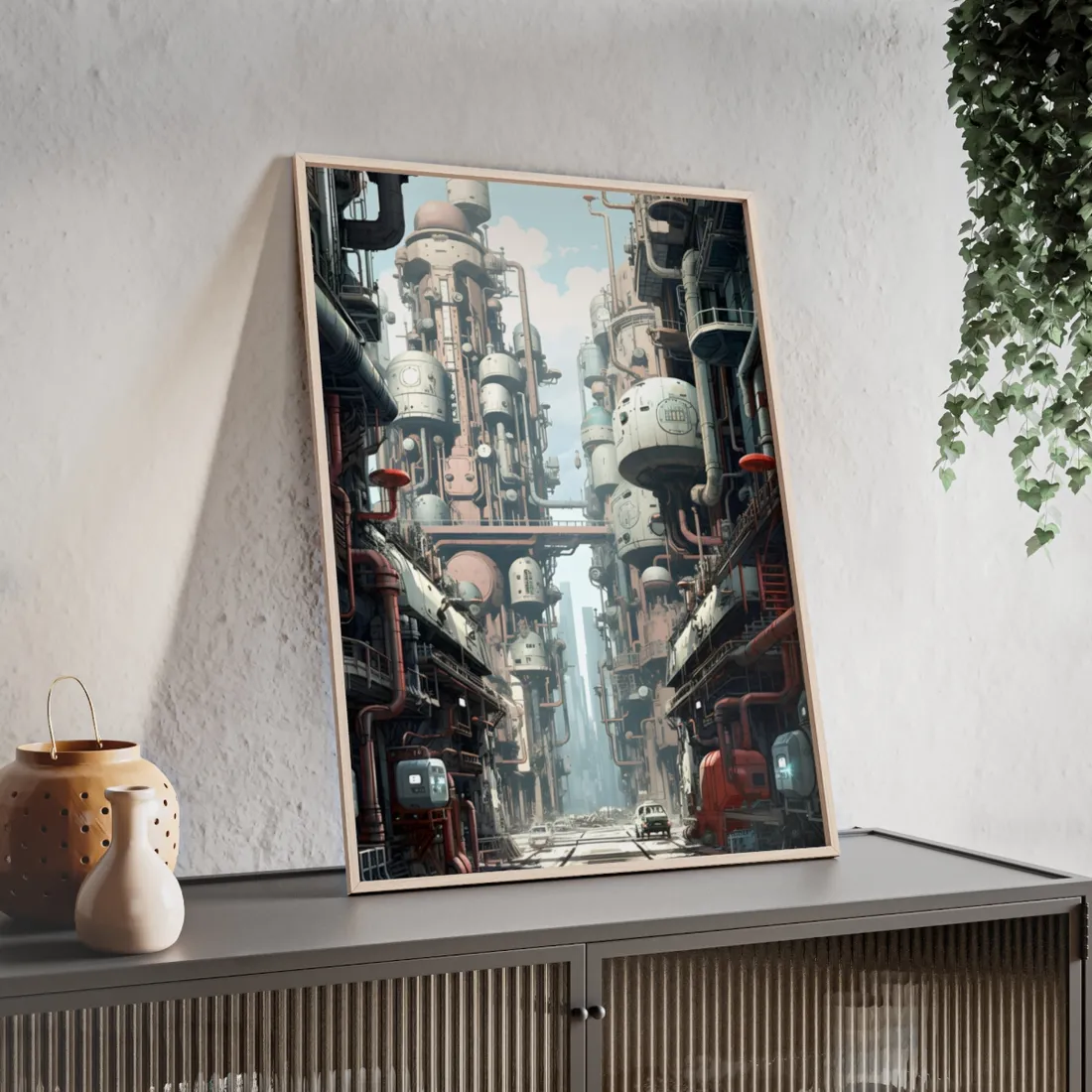 Post-Apocalyptic Metropolis: Forgotten Industrial Hub - Framed Poster