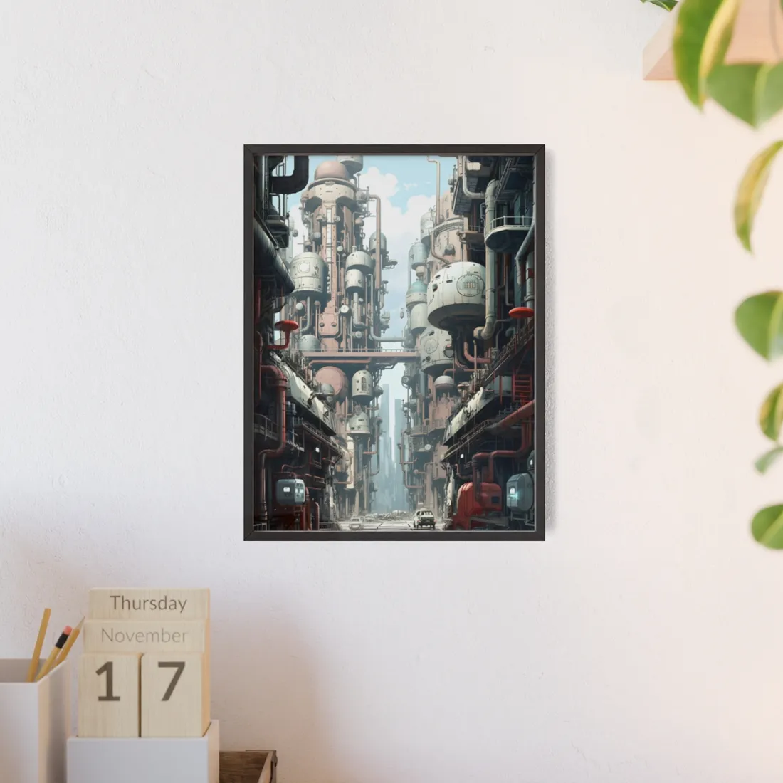 Post-Apocalyptic Metropolis: Forgotten Industrial Hub - Framed Poster