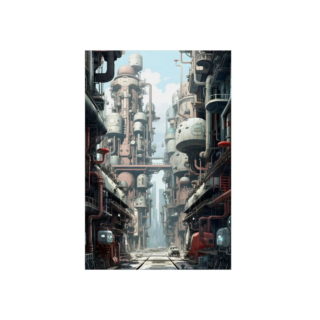 Post-Apocalyptic Metropolis: Forgotten Industrial Hub - Metal Poster
