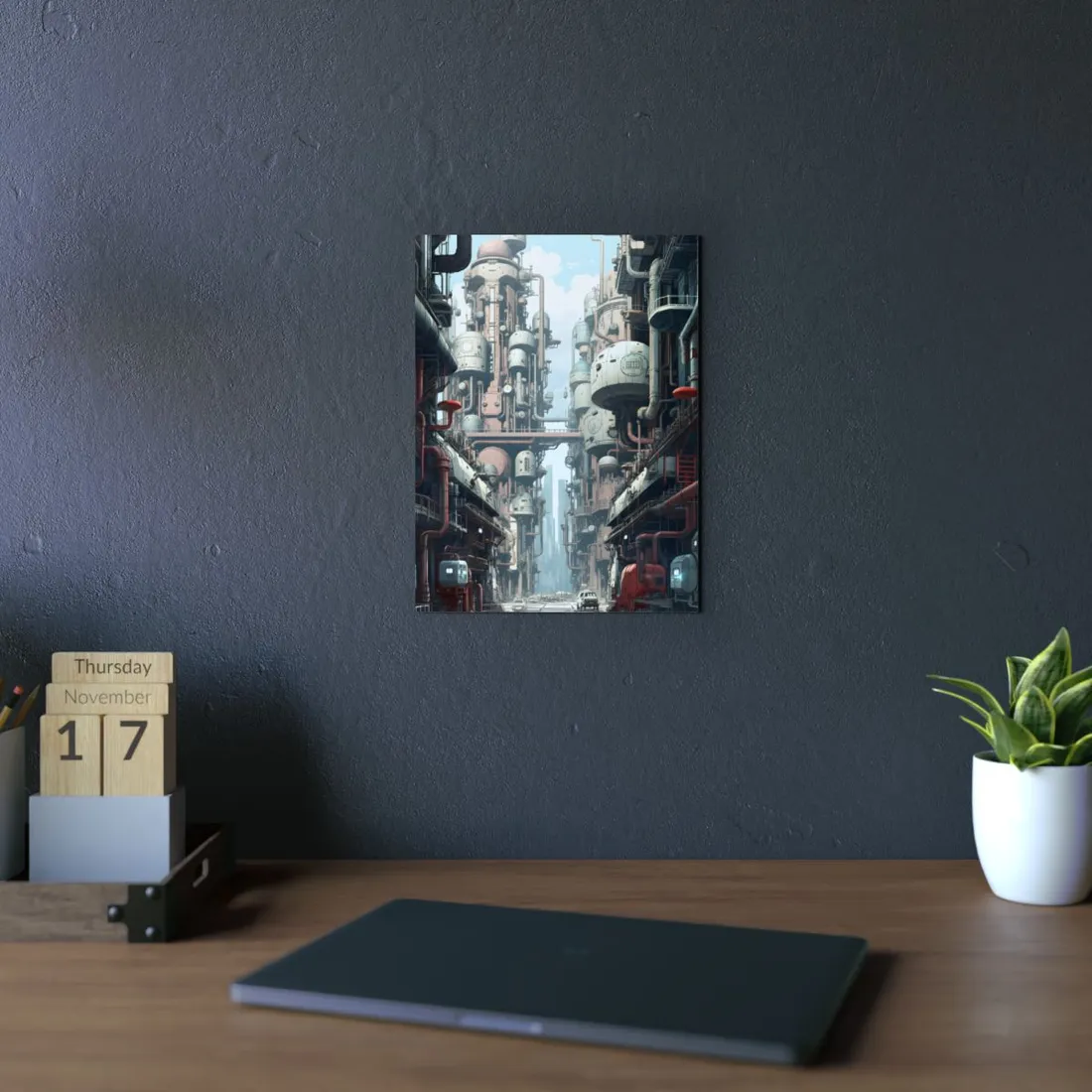 Post-Apocalyptic Metropolis: Forgotten Industrial Hub - Metal Poster