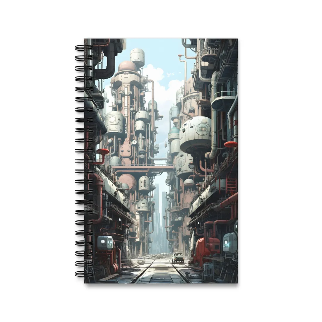 Post-Apocalyptic Metropolis: Forgotten Industrial Hub - Spiral Notebook