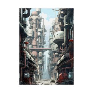 Pipe-Lined Industrial Avenue Poster