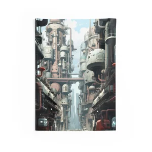 Pipe-Lined Industrial Avenue Wall Tapestry