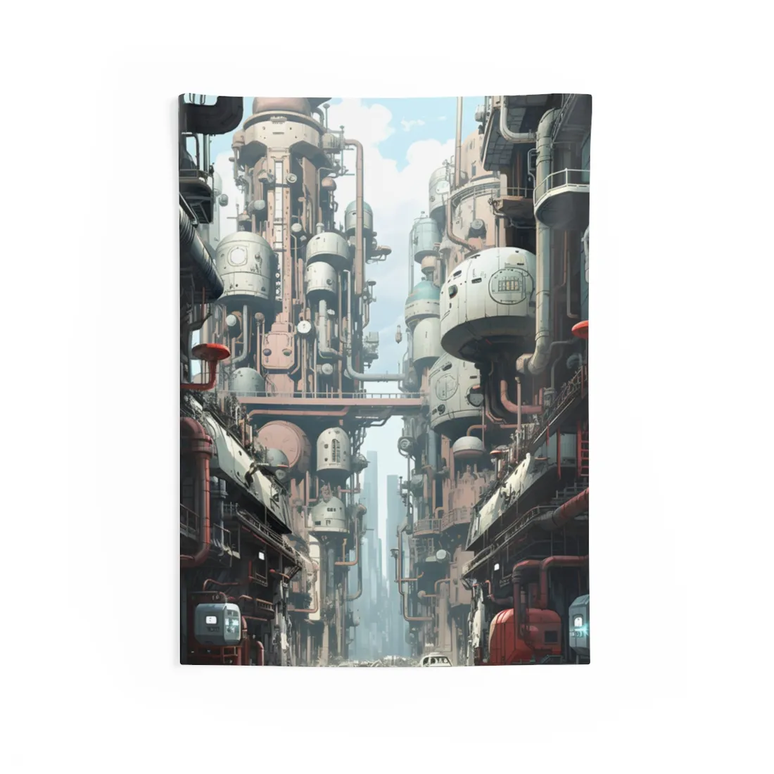 Post-Apocalyptic Metropolis: Forgotten Industrial Hub - Wall Tapestry