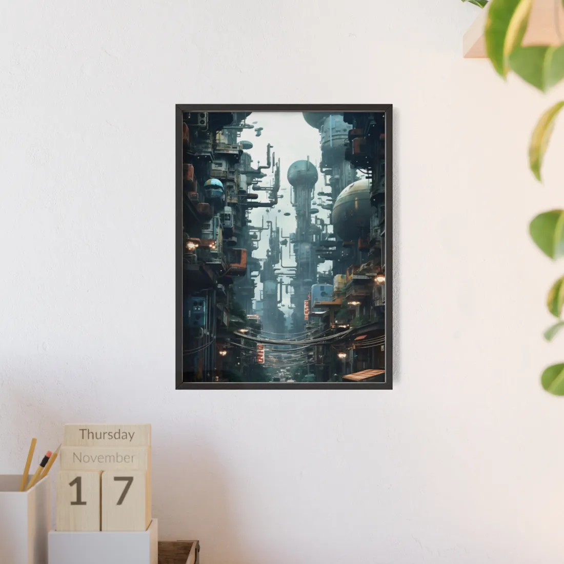 Post-Apocalyptic Ruin: Steampunk Cityscape Art - Framed Poster