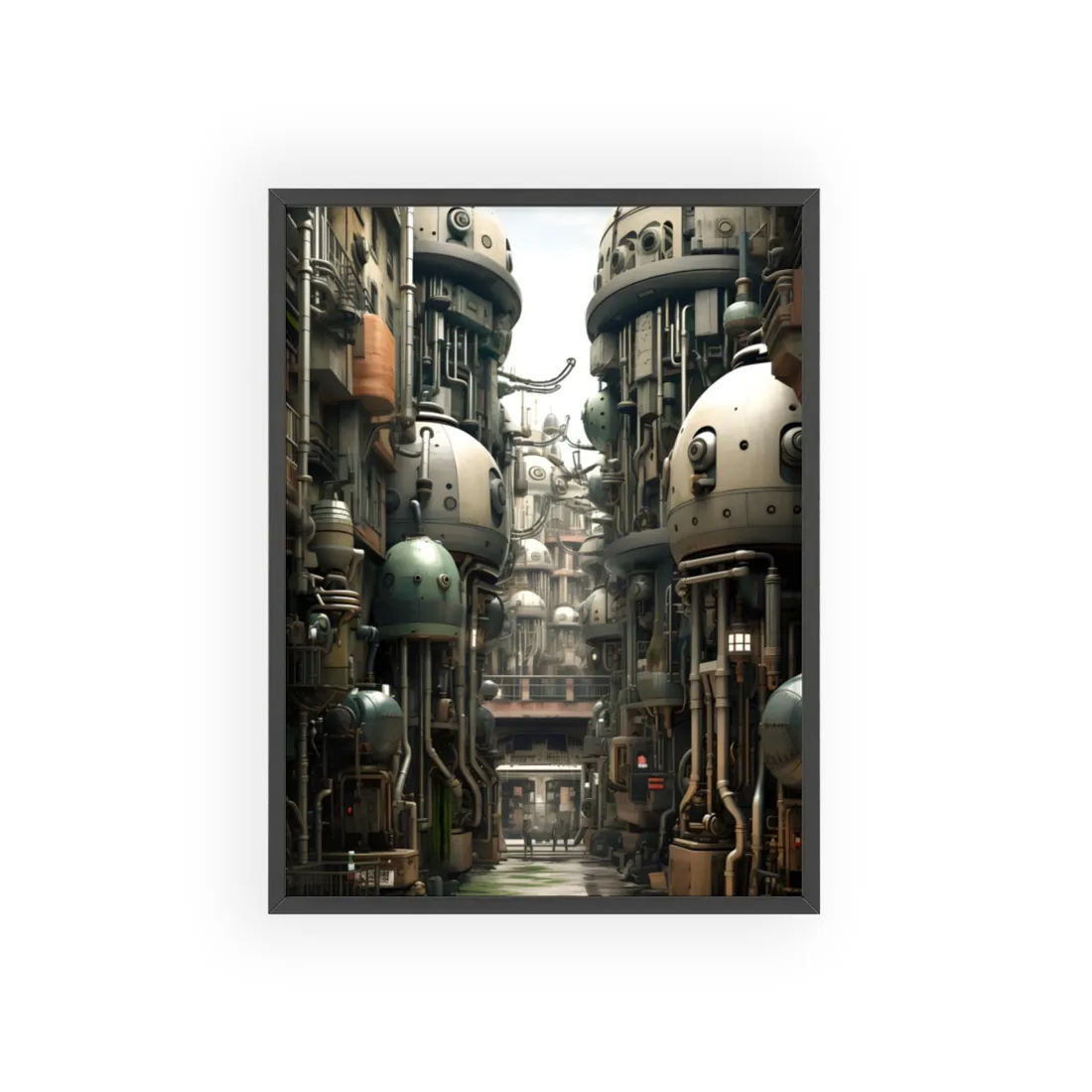 Post-Apocalyptic Steampunk City: Abandoned Metropolis - Framed Poster