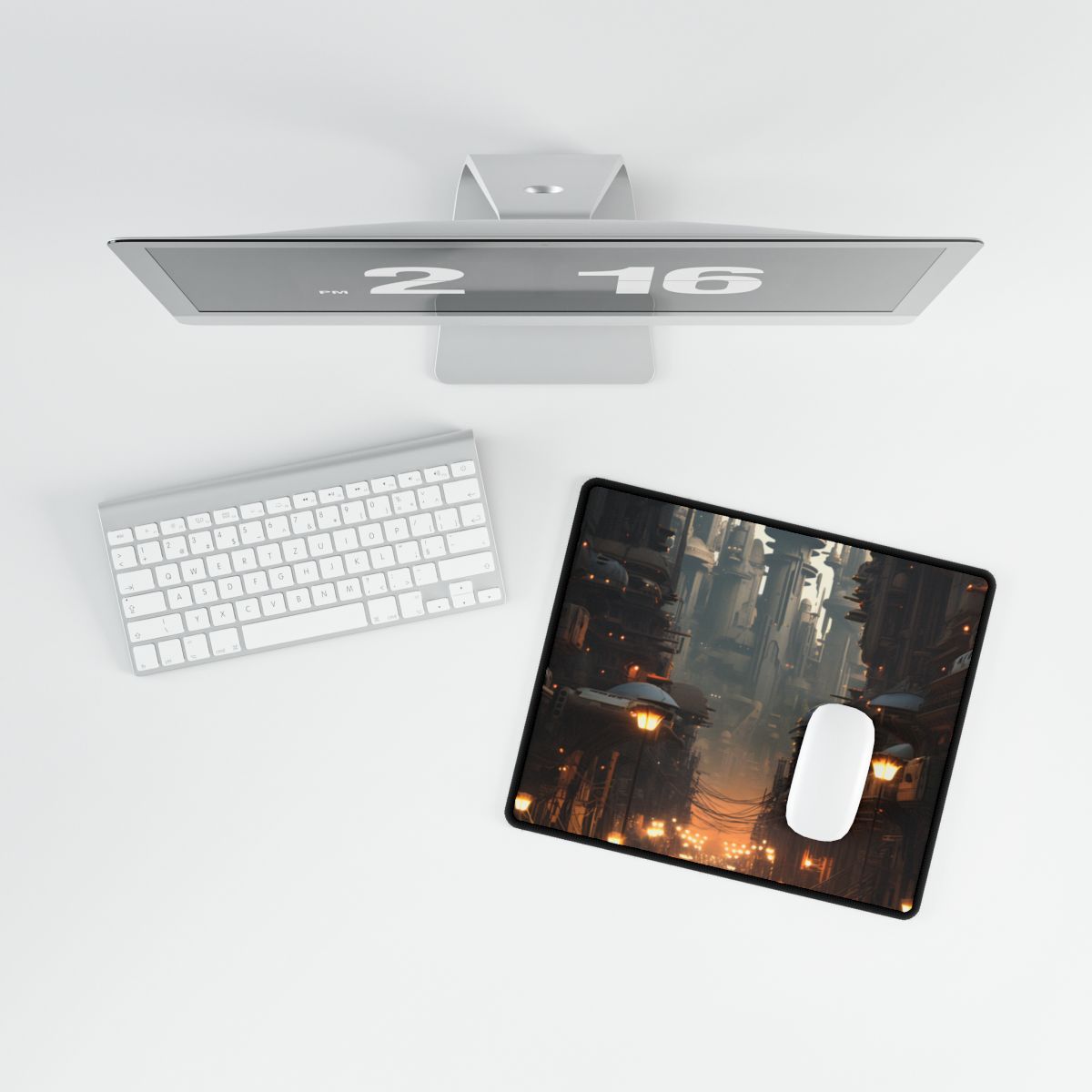 Post-Apocalyptic Steampunk City: Dystopian Artwork - Desk Mat