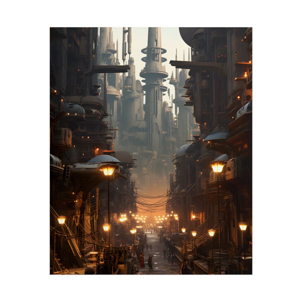 Post-Apocalyptic Steampunk City: Dystopian Artwork - Poster