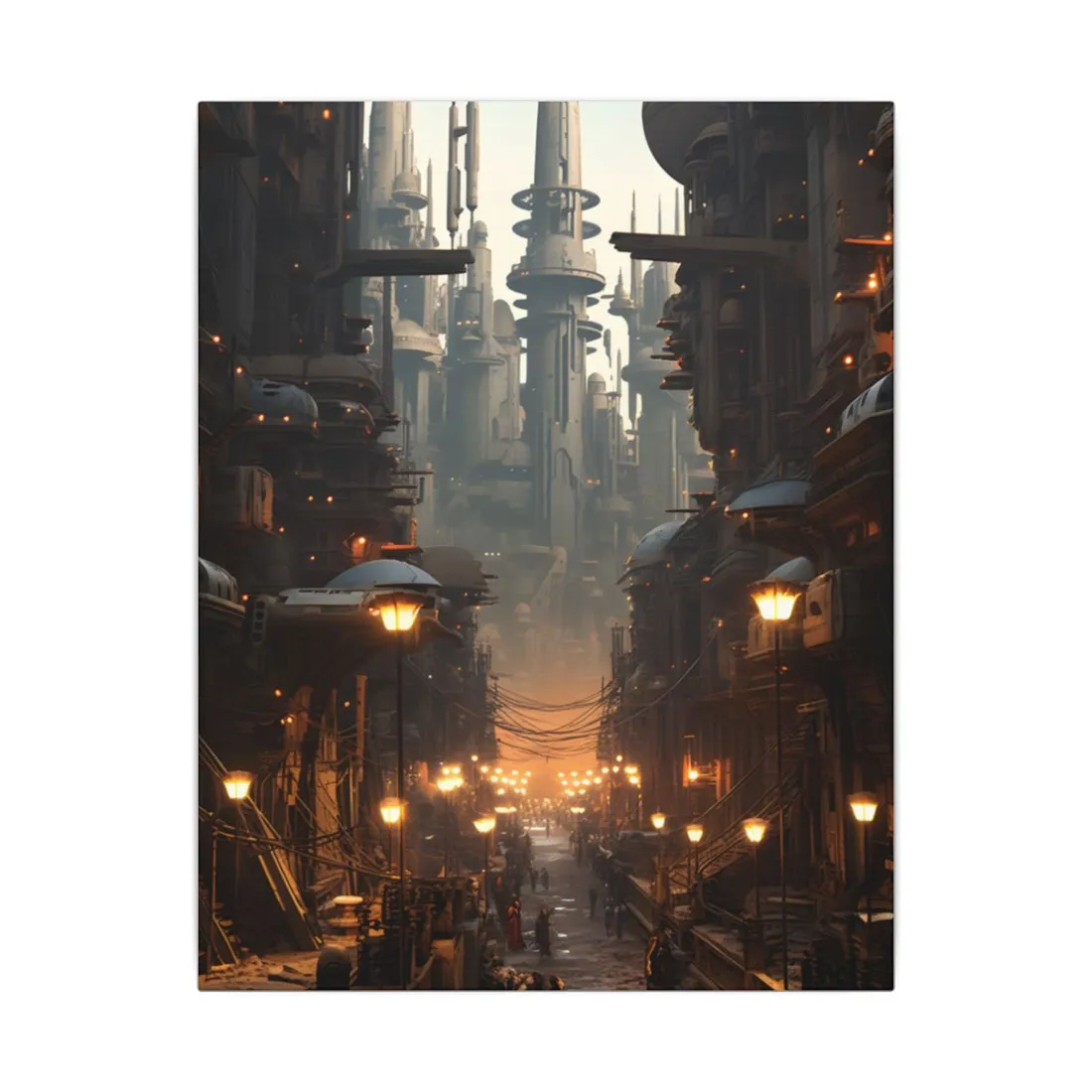 Post-Apocalyptic Steampunk City: Dystopian - Canvas