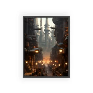 Futuristic City Street Framed Poster
