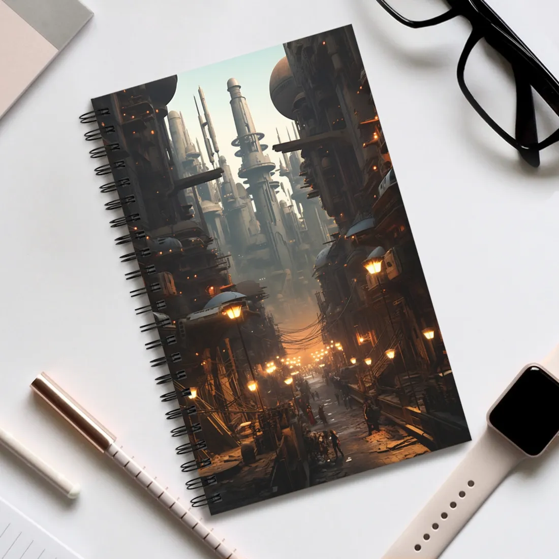 Post-Apocalyptic Steampunk City: Dystopian - Spiral Notebook