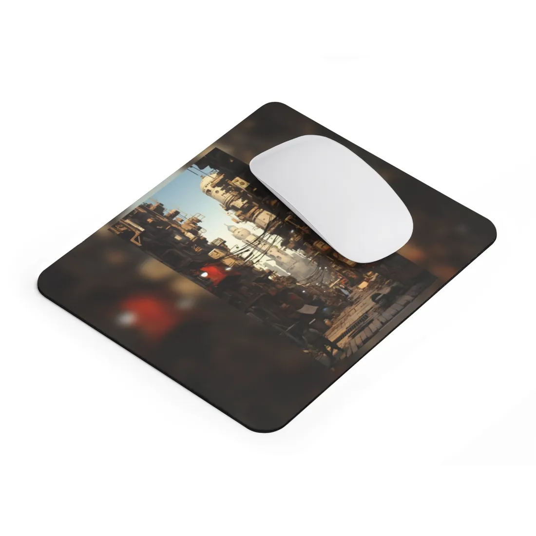 Post-Apocalyptic Steampunk City: Robot Amidst Ruins - Mouse Pad