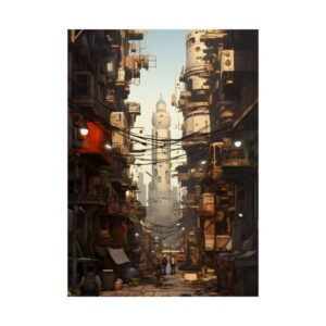 Dystopian City Alley with Wires Poster