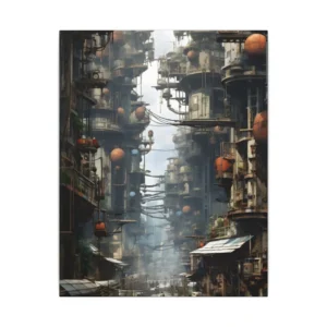 Retro Futuristic City Street Canvas Print
