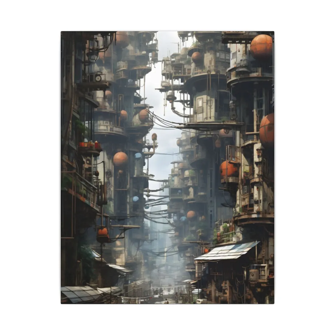 Post-Apocalyptic Steampunk Cityscape: Desolate Ruins Digital Art - Canvas