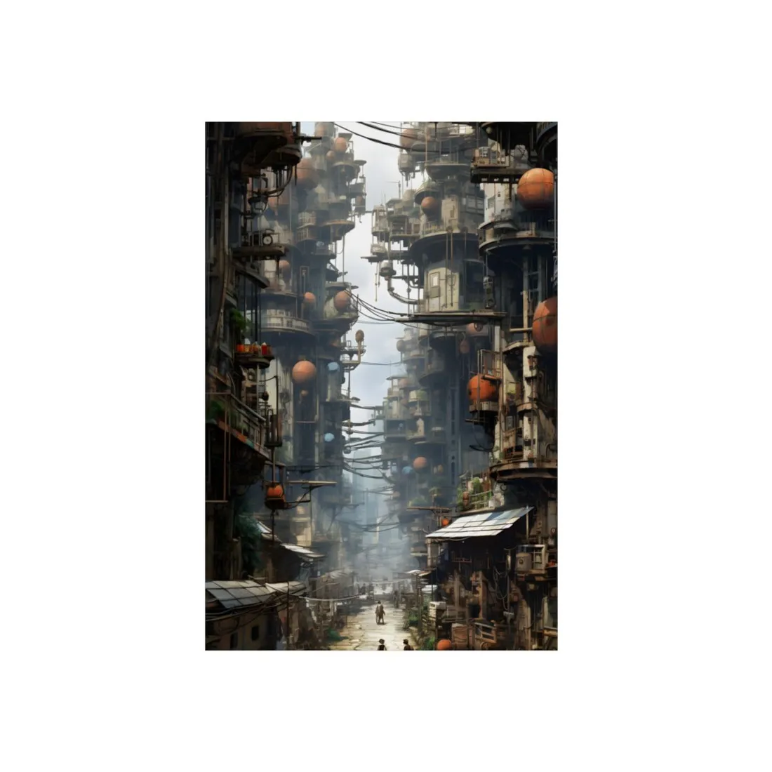 Post-Apocalyptic Steampunk Cityscape: Desolate Ruins Digital Art - Metal Poster