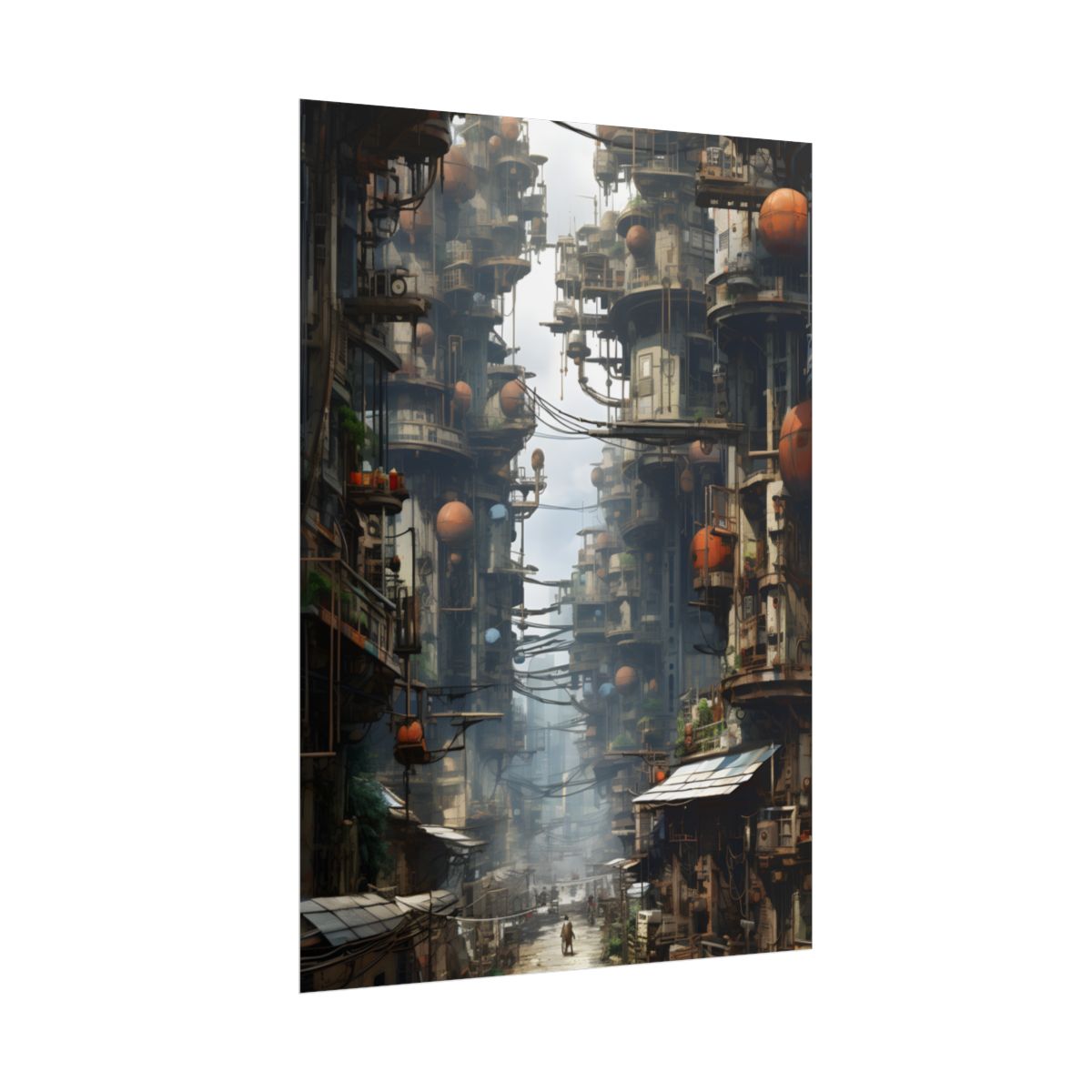 Post-Apocalyptic Steampunk Cityscape: Desolate Ruins Digital Art - Poster
