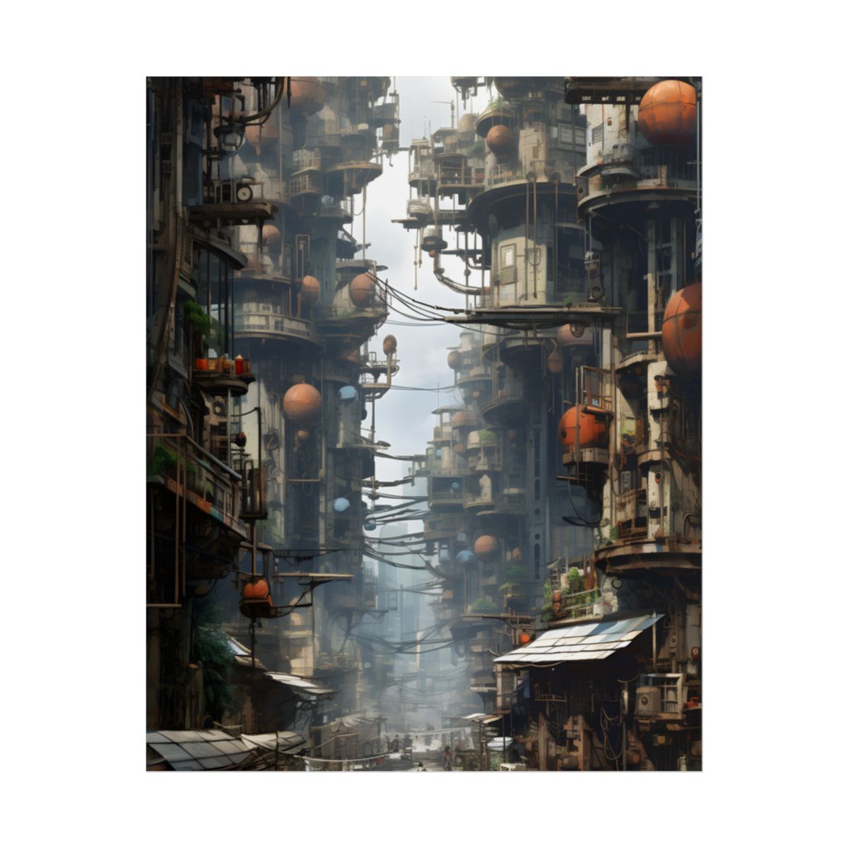 Post-Apocalyptic Steampunk Cityscape: Desolate Ruins Digital Art - Poster
