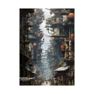Retro Futuristic City Street Poster