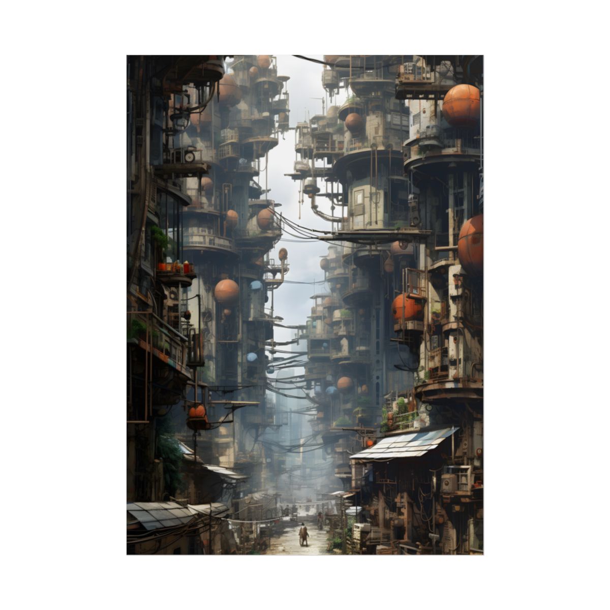 Post-Apocalyptic Steampunk Cityscape: Desolate Ruins Digital Art - Poster