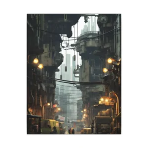 Cyberpunk City Alley Canvas Print