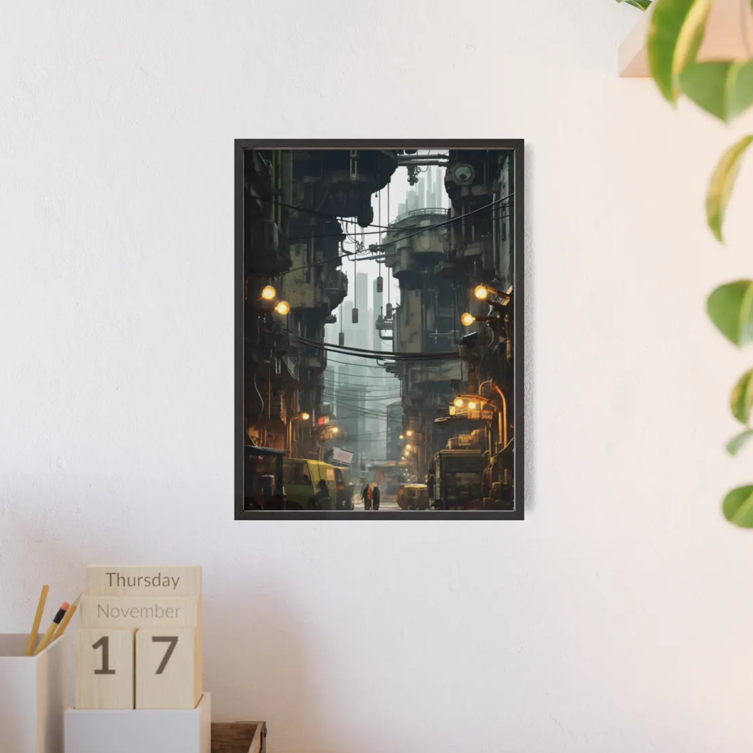 Post-Apocalyptic Steampunk Cityscape: Resilient Metropolis - Framed Poster