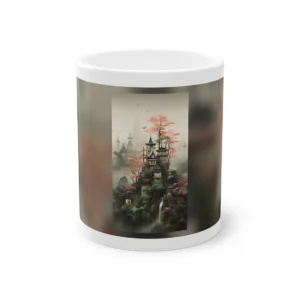 Pagoda Village on Misty Cliffs Mug