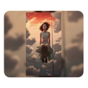 Woman Sitting Among Clouds Mouse Pad