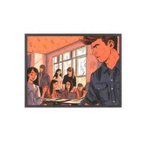 Young Man Among Students Framed Poster
