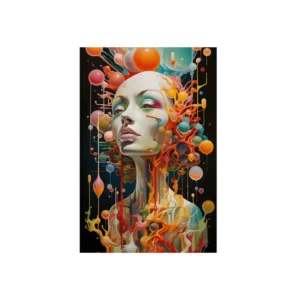 Surreal Woman Portrait with Spheres Metal Poster
