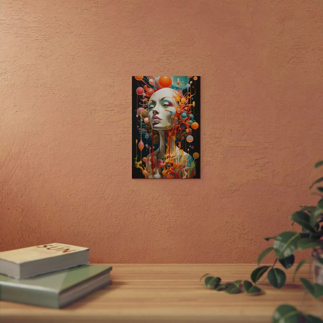 Psychedelic Portrait: Colorful Dreamlike Face Art - Metal Poster