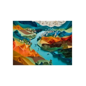 Quilled Paper Mountains Metal Poster