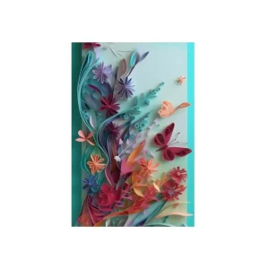 Paper Quilling Flowers and Butterflies Metal Poster