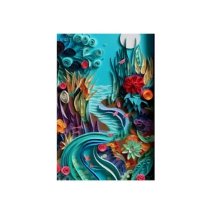 Quilled Paper River Garden Metal Poster
