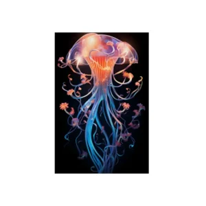 Orange Jellyfish with Tentacles Metal Poster