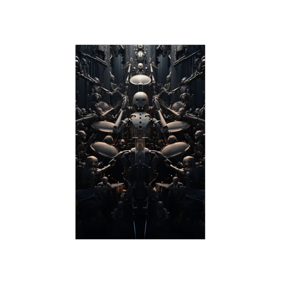 Radiating Robot Spider: Symmetric Mechanical Pattern - Metal Poster