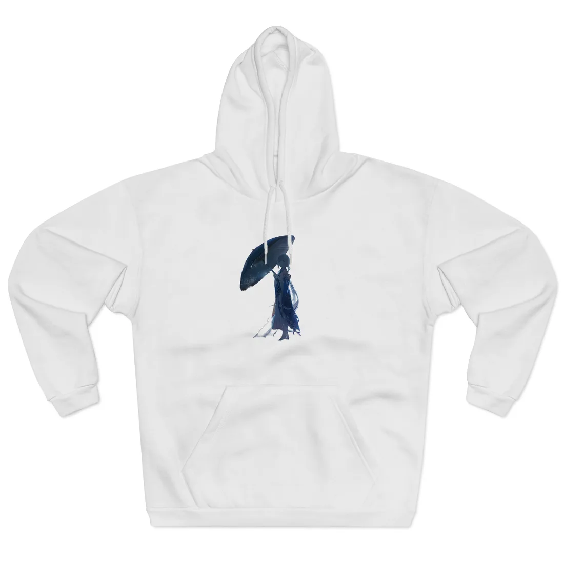 Rainy Reflections: Anime Girl's Melancholic Moment - Hoodie (White)