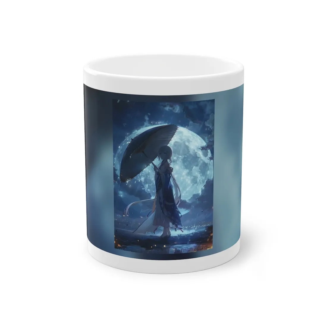 Rainy Reflections: Anime Girl's Melancholic Moment - Mug