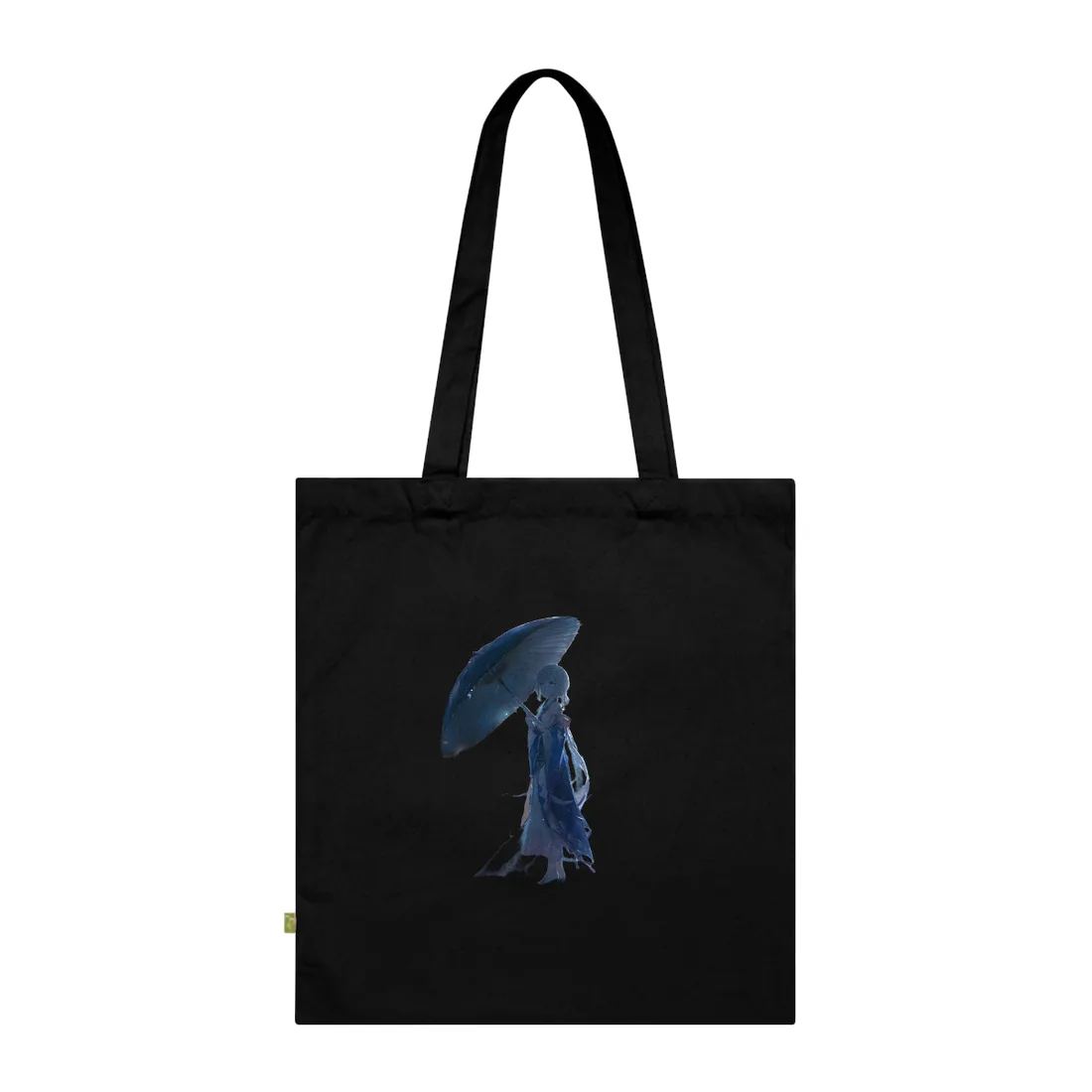 Rainy Reflections: Anime Girl's Melancholic Moment - Tote Bag (Black)